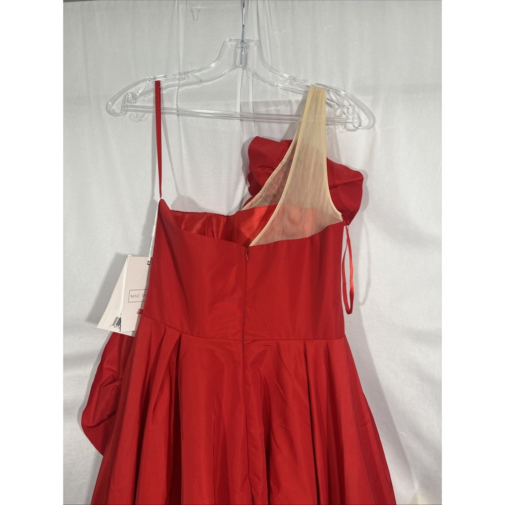 NEW MAC‎ DUGGAL [ 2 ] 11992 ONE SHOULDER Embellished Rosette Ball Gown in Red - Picture 15 of 16